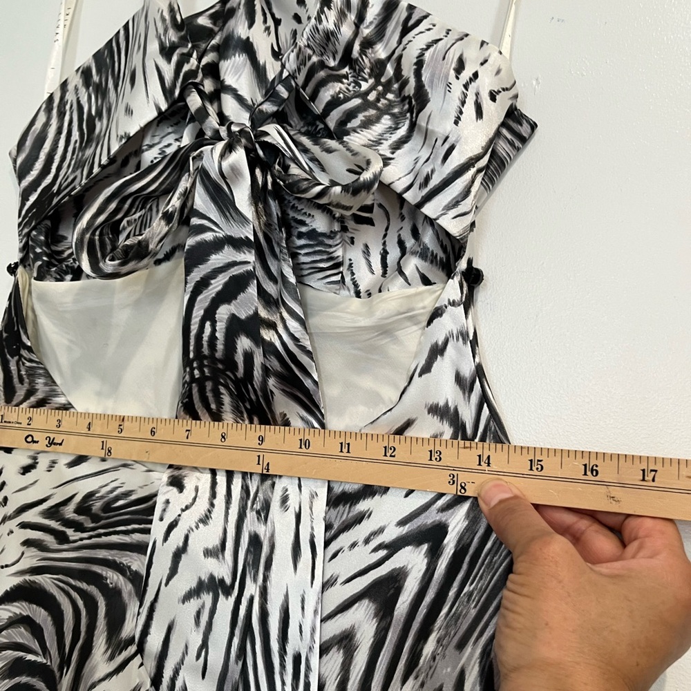 Silk Zebra Print Backless Dress - Picture 7 of 9